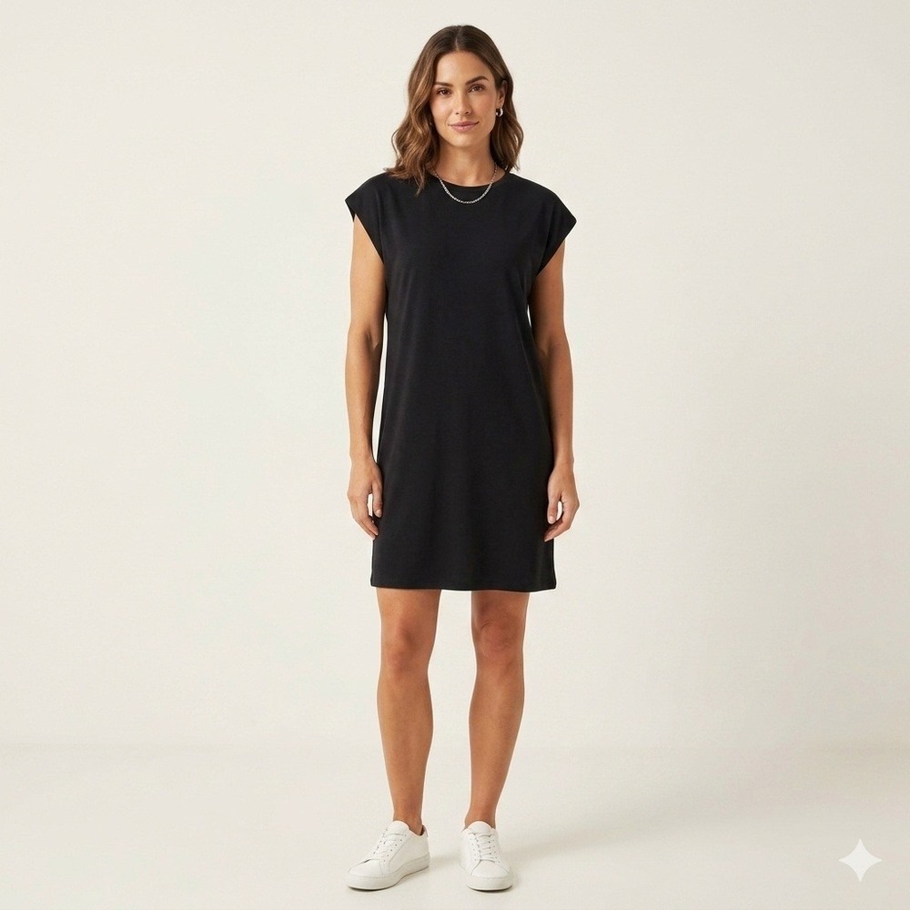 Anine Bing Tanner Sleeveless Organic Cotton Dress Cuffed Sleeves Black Size XS